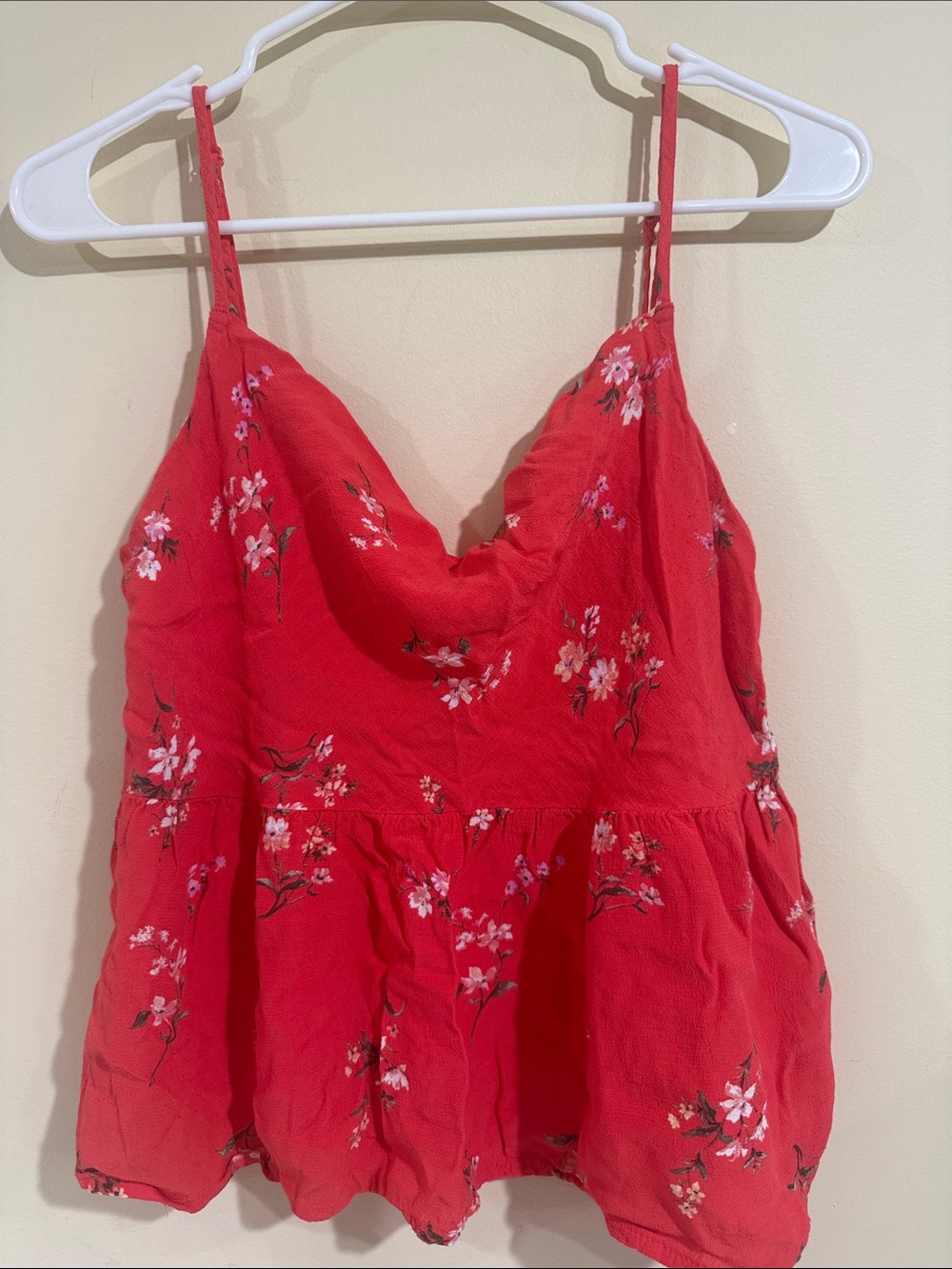 American Eagle Outfitters Red Floral Scoop Neck Cami